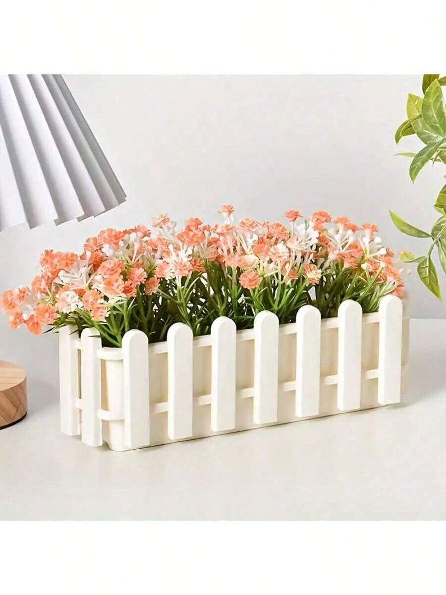 2 piezas Maceta de plástico geométrica con diseño de enrejado - Maceta rectangular ligera para interior/exterior para suculentas, hierbas, flores - Decoración de estilo granja moderna para el hogar (plantas no incluidas)