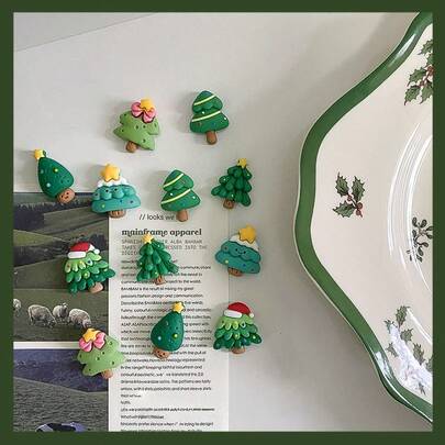 Mini Christmas Tree Magnetic Pins Decorative Fridge Magnets, Creative Personalized Decor