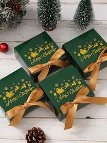 10Pcs Green Mini Christmas Gift Boxes With Ribbon,Elk Snowflake 'Merry Christmas' Design Christmas Party Favor Box,Christmas Gift Bags,Paper Craft Boxes For Wedding, Christmas Decor,Xmas Party Gift,Festive Small Presents,Christmas Party Gift Packaging Boxes,Party Favors,Merry Christmas,Christmas Decoration,Xmas Decor,Winter Decorations,New Year Party Supplies
