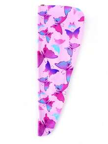 1 pièce Serviette de séchage des cheveux en fibre ultra-fine pour filles, séchage rapide, fermeture à bouton, convient pour les cheveux mouillés, motif papillon et licorne - Multicolore - Voir 15