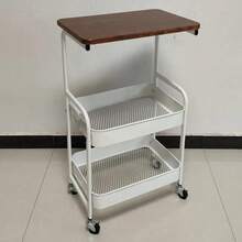Three-Tier Rolling Cart, Multi-Functional Storage Rack - Three-Tier Rolling Cart: A Three-Tier Cart With Rolling Wheels, Serving As A Multi-Functional Storage Rack, Detachable Organizer, And Snack Storage Shelf. - Multicolor - View 15
