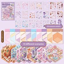 1 Set de Libros de Pegatinas 3D (20 Pegatinas PET + 10 Cartulinas de Escena), Pegatinas Decorativas Apilables, Etiquetas de Pegatinas Lindas, Papel Collage, Pegatinas Pequeñas de Escena, Kits de Libros de Papel DIY, Adecuado para Scrapbooks, Tarjetas de Felicitación, Pegatinas para Teléfonos Móviles, Diarios de Balas, Envoltorios de Regalo de Cumpleaños, Diarios y Cuadernos, Manualidades, Pegatinas para Teléfonos Móviles, Personajes de Pegatinas Lindos