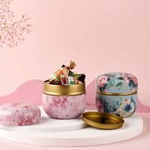 Tebehållare Japanska teburkar Godis Snacks Små runda burkar Mini bärbara plåtburkar Packlåda - Multifärgad - Visa 7