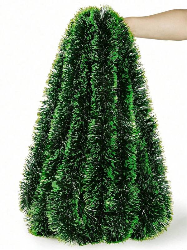 1/3/5Pcs 2m Christmas Tinsel Garland,Dark Green Glittering For Xmas Tree Party Wedding Supplies, Xmas Garland For Home Indoor Outdoor Christmas Tree Decoration, Holiday Wedding Party Supplies