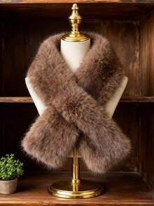 1 Stück Damen Herbst/Winter Faux Kaninchenfell umkehrbarer dicker und warmer Nackenwärmer Schal