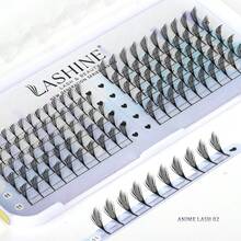 Lashine 10 Reihen D-Locken 0,05 mm Dicke synthetische Nerz Manga Anime Comic Spirale Wimpern 8-15 mm Mischlänge Federform Falsche Wimpern Comic Spirale Wimpernverlängerung Vorgefertigte Fächer Natürliche Kaschmir Manga Falsche Wimpern - D - Übersicht 13