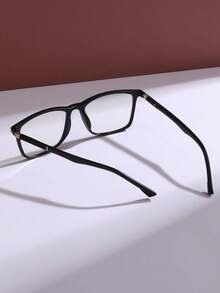 男女通用方形塑料电脑/游戏/电视/手机眼镜，缓解眼疲劳，时尚透明镜片眼镜框 - 黑色 - 查看 4