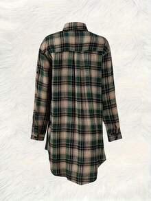 New Women's Wear With A Large-Sized Checkered Lapel Long-Sleeved Shirt And Straight-Breasted Design For 2025