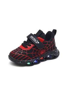 1 Pair Kids Luminous Cartoon Soft Bottom Mesh Breathable Running Sports Shoes, Halloween - Black - View 5