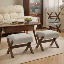 Pequeño taburete de cambio de zapato taburete acolchado de reposo de pie para la entrada sala de estar - Gris Claro - Ver 7