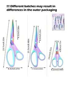 3 Stücke/Set robuste Haushaltsscheren, buntes Scheren-Set - scharfe Titan-Stahlklingen, weiche Gummigriffe, Mehrzweck-Edelstahlscheren für Büro, Nähen, Basteln, Schulmaterial