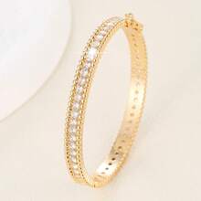 1pc Fashionable & Elegant Zirconia Studded Narrow Bangle Bracelet, Suitable For Daily Wear, Parties And Formal Events