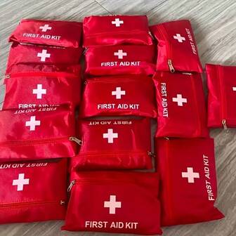Home First Aid Kit Organizer Bag, Red Cross Handbag, Suitable For Home And Outdoor Camping, Adventure, Campus Emergency, Basic Emergency Equipment, Portable & Durable