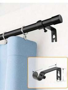 1pc Black Curtain Rod Set With Brackets, Adjustable Length, 0.63" Diameter Metal Rod, Easy Installation Supports, Modern Minimalist Decor Style, Matte Black Design, Suitable For Sheer Curtains/Shower Curtains Christmas Decor