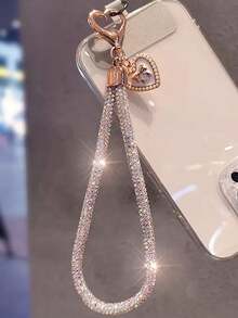 奢华水钻手机挂绳、腕带配件、短款别致蝴蝶和心形吊坠手链 - 彩色 - 查看 8