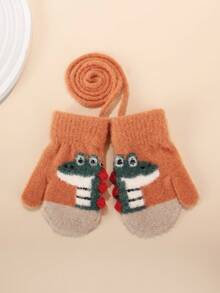 1 Pair Cute Cartoon Dinosaur Baby Warm Halter Hand Gloves, Suitable For Autumn/Winter - 1pair Dinosaur - View 6