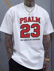 Men's Christian Pattern T-Shirt - Psalm 23: The Lord Is My Shepherd Bible Verse Shirt - Red Digital Decoration Religious Clothing - Lightweight Summer Top Suitable For Church And Casual Wear - Machine Washable Bold Contrast Design - trắng - Xem 1