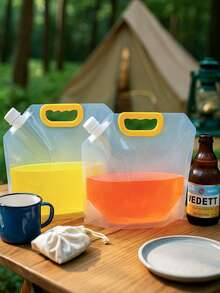 1/3/5pcs Portable Foldable Water Bag, Camping Water Bag, Beer Bag, Beverage Bag, Large Capacity Water Container, Drink Packaging Bag, Suitable For Outdoor Camping, Picnic And BBQ Activities! Applicable For Outdoor Camping, Travel, Hiking, Trekking, Picnic, BBQ And Emergency Preparation - Multicolor - View 4