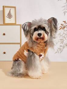 EOO 1件宠物衣服，时尚新款秋冬犬猫连帽衫，保暖隔热，可爱卡通图案，适合犬猫穿着 - 彩色 - 查看 3