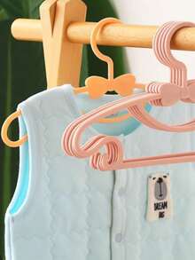 10pcs Beige Children's Clothes Hangers, Portable Display Hangers, Plastic Kids Jacket Hangers, Baby Garment Organizer