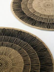 1 pièce-8 pièces Sets de table ronds rayés en jute, sets de table ronds noirs vintage, sets de table à motif de lignes, sets de table ronds de style moyen-oriental, convient pour restaurant, fête, décoration de mariage