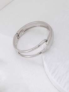 3pcs Luxury Exaggerated Geometric Hollow Design Gold Metal Smooth Open Bangle Bracelets, Stackable Bracelets For Women, Suitable For Daily, Party, Holiday, Heavy Jewelry Gift - Gold - View 18