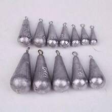 Fishing Accessories, Sea Fishing & River Fishing, Water Drop Shaped Lead Sinkers, 10g To 120g Heavy Weight, Fishing Weights - Silver - View 2