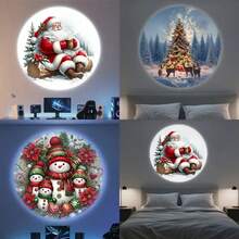 1pc Christmas USB Powered Projection Light, Christmas Tree Reindeer, Santa Claus, Snowman LED Night Light, Suitable For Indoor, Bedroom, Game Room, Christmas Theme Party Decoration, Christmas Tree Top Light, Bedroom Light, Etc. - Black - View 4
