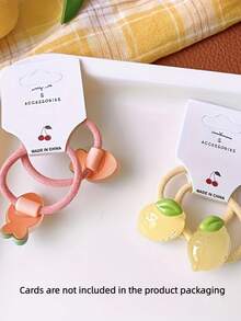 5pcs/10pcs Botanical Mini Hair Ties - Strawberry Vine & Grape Cluster Scrunchies With Carrot/Lemon/Peach Accents, Snag-Free Elastic Bands For Flyaways (Office/Daywear/Gym | Adult Hair Essentials)