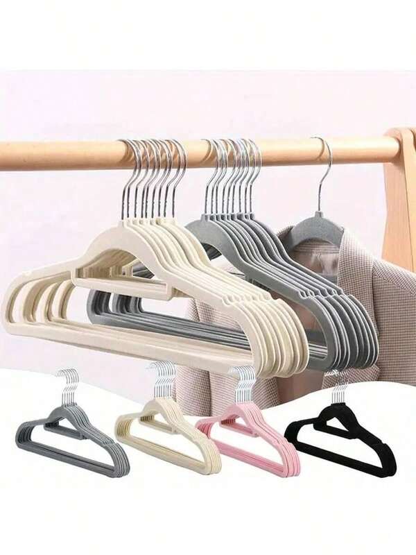 20pcs Adult Flocked Hangers, 360° Rotating Hook, Suitable For Coats, Shirts, Dresses Storage, Luxury Ultra-Thin Suit Hangers, Space Optimization, Thickened Hanger, Suitable For Winter Coats And Knitwear
