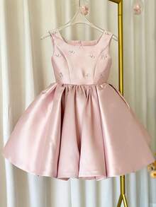 Young Girl Sleeveless Party Dress Princess Gown, Suitable For Little Girls Birthday Party, Wedding Flower Girl, Bridesmaid, Important Occasions And Festivals - Hồng - Xem 4