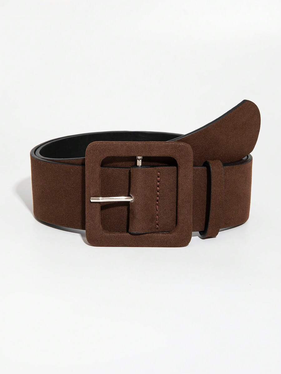 1pc Women's Simple Buckle Belt, Suitable For Pairing With Dresses - Brown - View 1