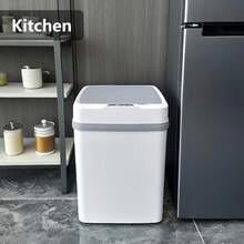 1 Stück Weiß Blau, 2 AA Batterien werden nicht mitgeliefert, Luxus Smart Automatik Heim Smart Switch Sensor Elektrischer Müllbehälter, Mülleimer mit Deckel abnehmbar für Haushalt, Wohnzimmer, Büro, Reinigungsbedarf. Kunststoff Mülleimer / Küchen Mülleimer / Büro Mülleimer / Bad Mülleimer. Weihnachts- & Halloween-Heimdekoration