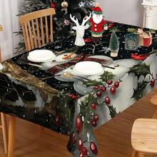 1/20 件圣诞桌布，经典奢华白色雪人和红色圣诞浆果图案桌布，圣诞氛围装饰，适合圣诞风格，适合室内和室外使用，家庭厨房，餐桌装饰和晚餐装饰，送给家人和朋友的礼物 - 彩色 - 查看 17