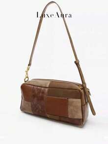 Vintage Maple Leaf Color Patchwork Design One Shoulder Pillow Bag, Fashion Versatile Handbag For Autumn/Winter - Multicolor - View 2