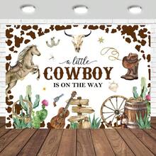 DCowboy Baby Shower Backdrop 7x5ft A Little Cowboy Is On The Way Western Theme Baby Shower Party Decorations Photography Background Banner Photo Studio Props10