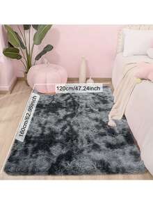 1 Piece Fluffy Plush Bedroom Living Room Area Rug Super Soft Fuzzy Tie-Dyed Plush Floor Mat Lightweight Long-Pile Carpet Modern Home Decor