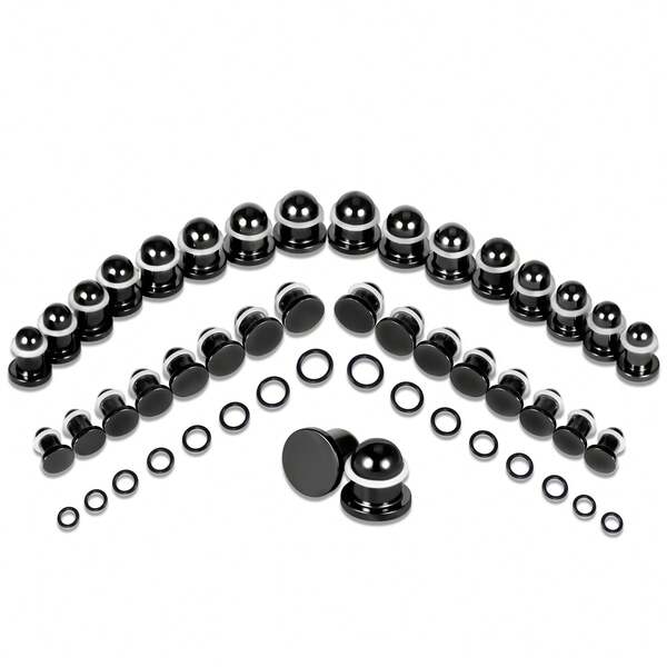 2pcs Stainless Steel Cylinder Ear Plugs Solid&Hollow Ear Gauges Expander Stretcher Ear Taper Body Piercing Jewelry Men