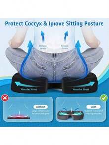 Office Chair Seat Cushion, Cooling Gel Enhanced Memory Foam Cushion For Long Sitting - Back, Sciatica, Coccyx, Tailbone Pain Relief Pillow - For Office, Gaming, Car, - Black - 黑色 - 查看 10