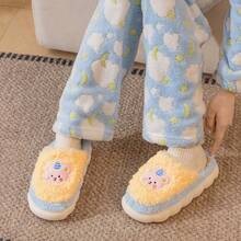 Winter And Autumn Fur Slippers For Indoor Use, Thick Sole, Slip-Resistant, Plush, Warm, Simple In Design, Comfortable, Plush Slippers For Women.