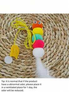 随机卡通图案猫玩具，门挂弹力绳逗猫棒，猫玩具，室内小猫玩具，自娱猫玩具，悬挂式猫玩具（产品由人造羽毛制成） - 彩色 - 查看 10