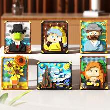 1 Painting Building Block, DIY Painting Building Blocks ,Starry Sky, Young Girl, Sea Wave,Mountains, Building Block, Birthday Gift,Painting Lover Desktop Decoration,Living Room Decoration,Office Desktop Ornament.