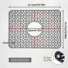 Silikonschutz für Spüle, mit Ablaufloch in der Mitte, hitzebeständig und rutschfest, spülmaschinenfest, Spülbeckenmatte für den Boden von Landhausküchen-Edelstahlspülen, rutschfeste Küchenmatten für die Seite der Spüle, natürliches und hygienisches Küchenessential für Zuhause und Küchendekoration, Teil Ihrer gemütlichen Herbst- und Winterstile sowie Weihnachtsdekorationen
