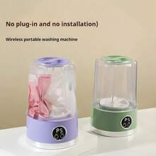 Portable Rechargeable Mini Washing Machine, Suitable For Home And Travel Use. Separate Washing For Underwear, Socks, Etc. With A Drainage-Free Washing Cup, 1L Capacity For Dedicated Clothes Washing, 2600MHA Battery Capacity, 360° Sealed Cleaning, 4D Wave Turbine Design. - 紫色 - 查看 7