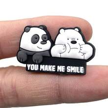 Warner Bros Three Bare Bears Warner Bros. Decoration, Slippers Decoration, Home Shoe Decoration, Shoe Accessories, Cute Cartoon Bare Bears Flower Shoe Buckle Shoe Accessories