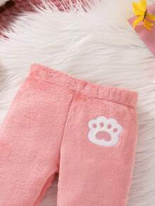 2pcs Set, Casual Elegant Sweet Cute Baby Girl Outfit, Soft & Comfortable, Cartoon Cloud Embroidery 3D Hooded Fleece Jacket & Pants Set, Infant Girl Autumn Clothes, Suitable For Daily, Vacation, Party, Outing - Multicolor - View 9