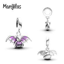 Manyilus Manyilus Original Sterling Silber Halloween Charm Kollektion: Halloween leuchtender Magie Charm, Halloween schwarze Spinnen Charm, Halloween Schloss Charm, Halloween kleiner Teufel Charm, Halloween Fledermaus Charm, Heiliger Glanz Kreuz Charm.