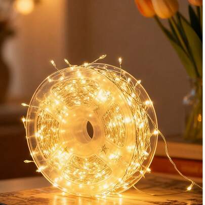 200/300/600 LED 暖白/多色仙女灯串，DIY 花环，室内圣诞节、万圣节、婚礼、派对、生日装饰，节能 LED，耐用塑料，萤火虫灯，装饰灯串，适合派对组织者、活动策划者