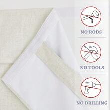 100% Blackout Tricia Door Curtains, Linen Textured Blend Thermal Insulating Privacy French Door Window Tie Up Shades Sidelight Curtains For Kitchen, W 30 X L 69 Inches, Linen, 1 Panel - 萊寧奇 - 查看 3