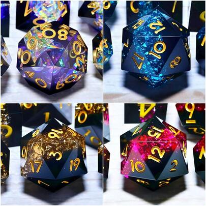 7 Piece Resin Dice Set, Suitable For Christmas Thanksgiving Gift Supplies Decoration Ramadan And Easter Board Game Desktop Dice, Hand Role-Playing Polyhedral Dice, RPG Dice Birthday Gift Holiday Party